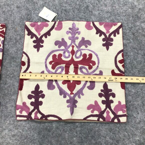 Kuk May Pillow Shams Abstract Purple Embroidered 20 x 20‎ Set Of 2 NWT 24 x 19 - Picture 12 of 12
